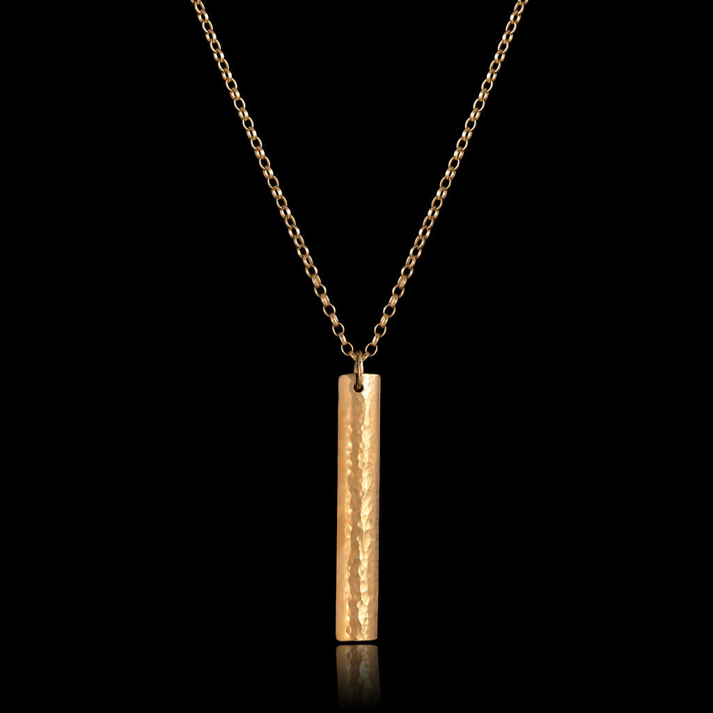 Textured Drop Bar Necklace - 18kt Gold Vermeil