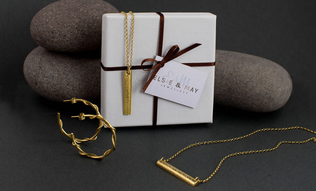 Double Bar Necklace - 18kt Gold Vermeil Textured