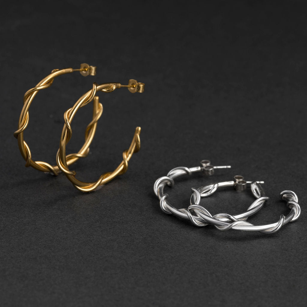 Twisted Sterling Silver Hoop Ear-Ring
