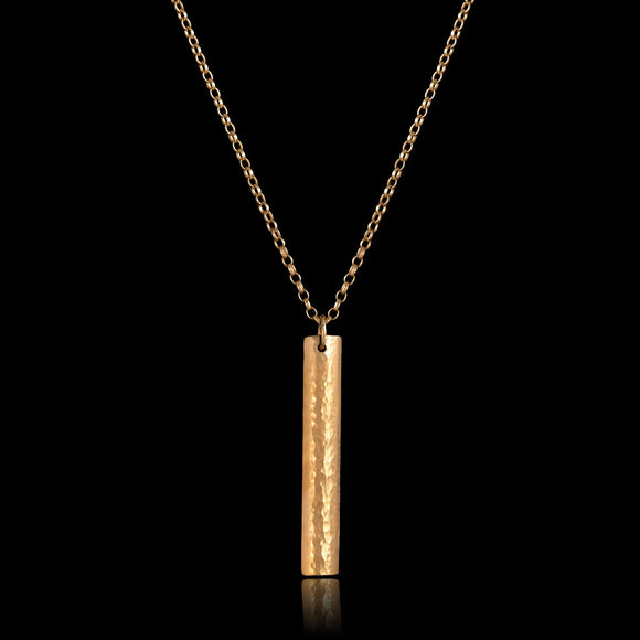 18kt Gold Vermeil Textured Drop Bar Necklace
