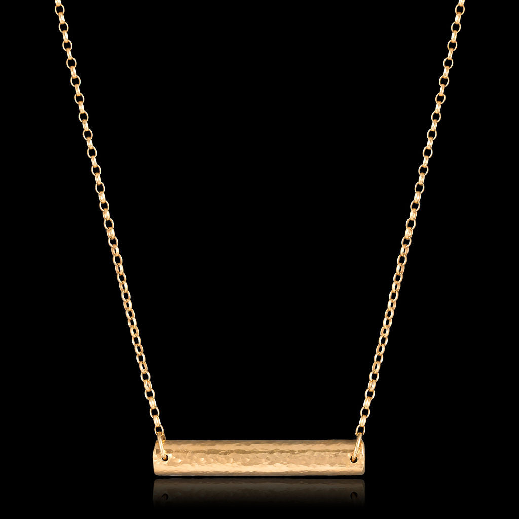 Textured Bar Necklace - 18kt Gold Vermeil