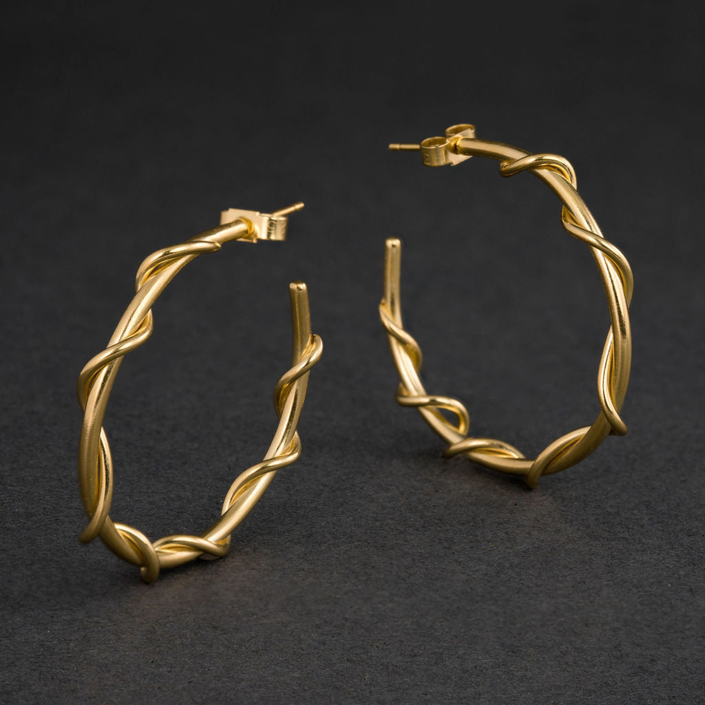 Twisted Hoop Ear-Ring -18kt Gold Vermeil