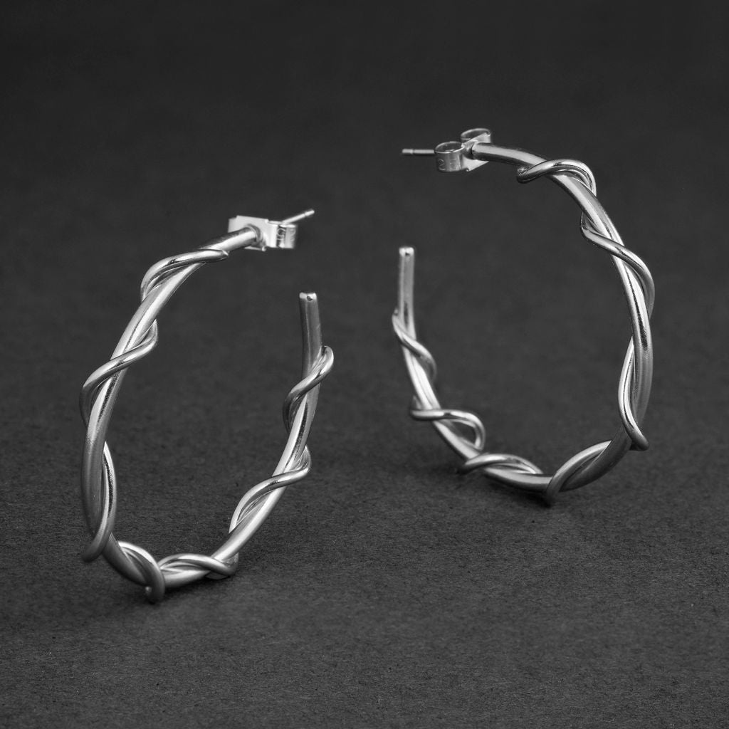 Twisted Sterling Silver Hoop Ear-Ring