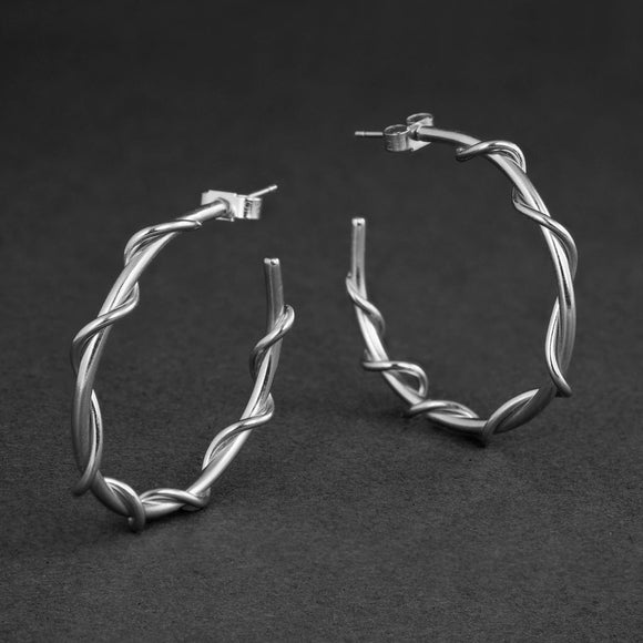 Twisted Sterling Silver Hoop Ear-Ring