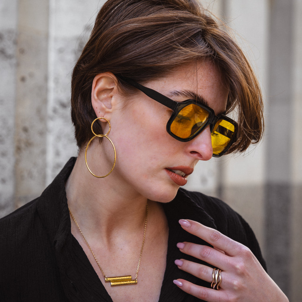 Double Bar Necklace - 18kt Gold Vermeil Textured