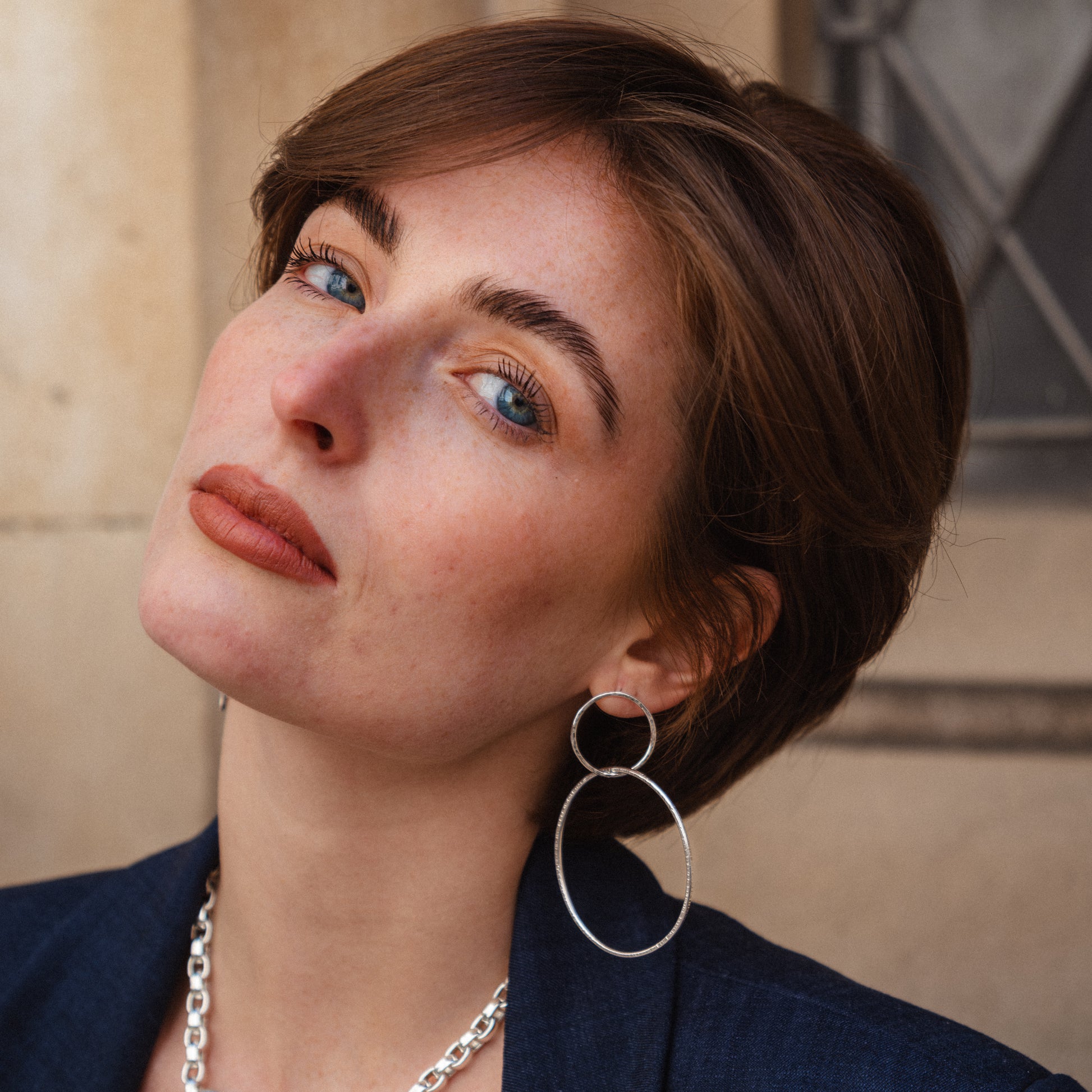 Textured Double Hoop Earrings - 18kt Gold Vermeil