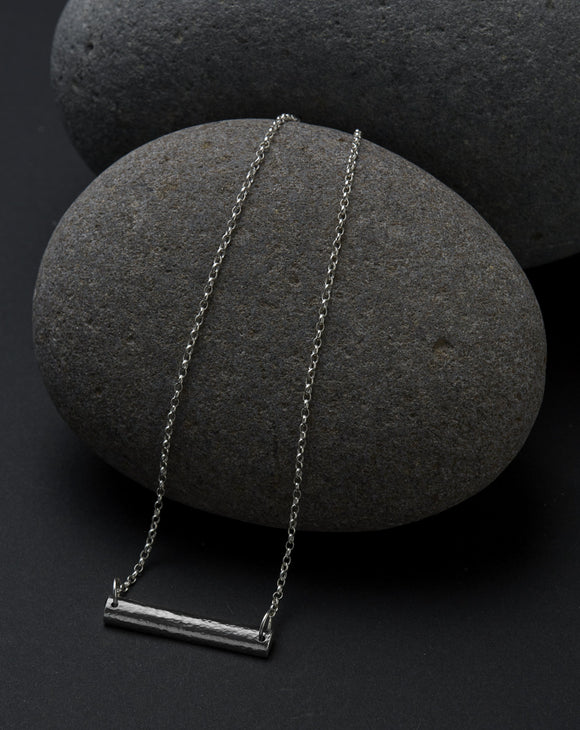 Sterling Silver Textured Bar Necklace