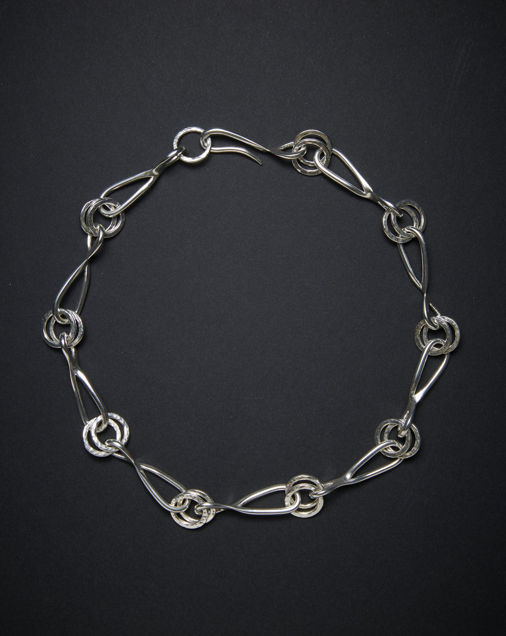 Sterling Silver Textured Link Necklace